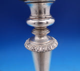 Silver on Copper Candlestick Pair 10 1/2" tall x 4 5/8" (#8554)
