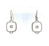 14k Gold Art Deco Genuine Natural Rock Crystal Quartz Dangle Earrings (#J5506)