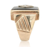 10k Gold Men's Genuine Natural Black Onyx and Diamond Ring Size 7 (#J6630)