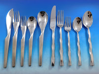 Designer Mixed Stainless Steel Flatware Set #4 Service 62 Pieces Modern Unused