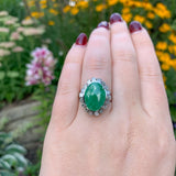 Platinum GIA A Jadeite Jade Ring with 1.36cttw in Diamonds Size 7 (#J6910)