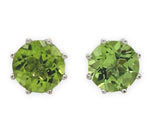 A Pair of Platinum 2.81 Carat TW Genuine Natural Peridot Stud Earrings (#J6966)