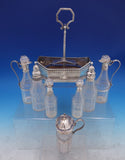 English Georgian Sterling Silver Cruet Set 7pc w/ Stand Pierced Footed (#6997)
