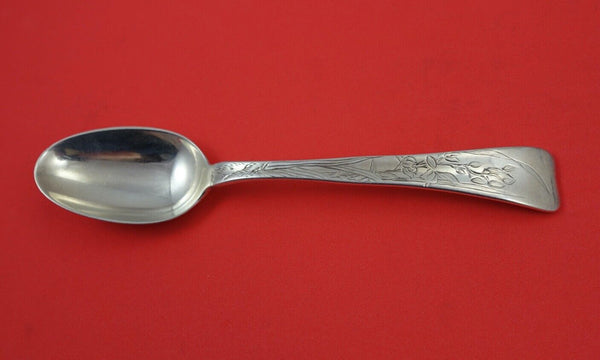 Lap Over Edge Acid Etched By Tiffany Sterling Place Soup Spoon w/ flowers 7"