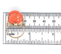 10k Yellow Gold Victorian Genuine Natural Coral Cameo Ring Size 6.5 (#J6299)
