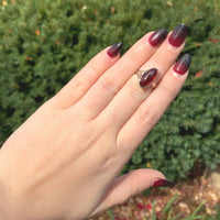 14k Gold Filigree Ring with 7.70 Carat Cabochon Genuine Natural Garnet (#J6459)