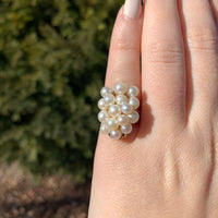 14k Yellow Gold Cocktail Ring with 16 Cultured Akoya Pearls Size 5.75 (#J7109)