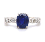 2.13ct Genuine Natural Sapphire Platinum Ring with Diamonds Jewelry (#J5779)