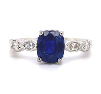 2.13ct Genuine Natural Sapphire Platinum Ring with Diamonds Jewelry (#J5779)
