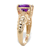 14k Yellow Gold 1.90 Carat Cushion Cut Genuine Natural Amethyst Ring (#J7414)
