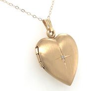 14k Gold Heart Shaped Locket with Genuine Natural Diamond and 14k Chain (#J6521)