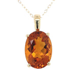 14k Yellow Gold 5.87 Carat Dark Orange Genuine Natural Citrine Pendant (#J6724)