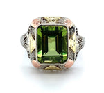 10k Tri-Color 2.55ct Genuine Natural Peridot Filigree Ring Jewelry (#J5818)