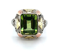 10k Tri-Color 2.55ct Genuine Natural Peridot Filigree Ring Jewelry (#J5818)