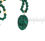14k Gold Genuine Natural Malachite 8mm Bead Strand and Carved Enhancer (#J5499)