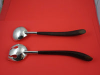 Mexican Sterling Silver Salad Serving Set 2-pc w/ rosewood handles 13"