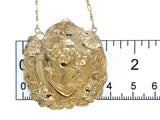14k Gold Art Nouveau Large Figural Woman and Flowers Necklace w/Diamonds #J7432