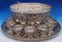 Repousse by S. Kirk & Son Sterling Silver Punch Bowl Set 15-pc #4348-2 Fabulous!