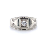 14k White Gold Men's .19ct Genuine Natural Diamond Ring Jewelry (#J5647)