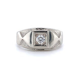 14k White Gold Men's .19ct Genuine Natural Diamond Ring Jewelry (#J5647)