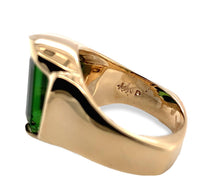 14k Yellow Gold Modern Custom Green Genuine Natural Tourmaline Ring 6 (#J7315)