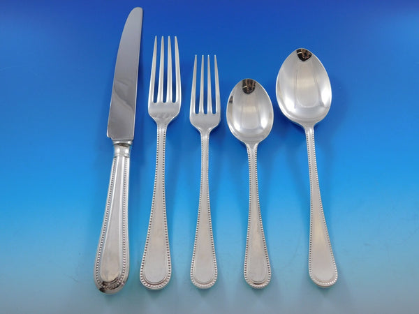 Bead Round by Carrs Sterling Silver Flatware Set Dinner Service 40 pcs England
