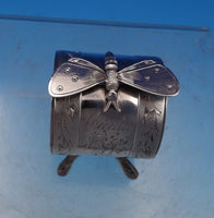 Koehler and Ritter CA Coin Silver Napkin Ring w/Twig Stand 3-D Moth Rare #7914