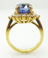 18k Gold 4.34cts Genuine Natural Ceylon Sapphire and Diamond Ring (#J3398)