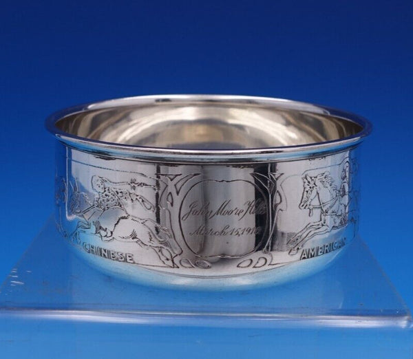 William Kerr Sterling Silver Child's Bowl Acid Etched with World Scenes (#7772)