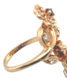 14k Gold Bypass Style Floral Ring w/Genuine Natural Diamond and Sapphires #J6622
