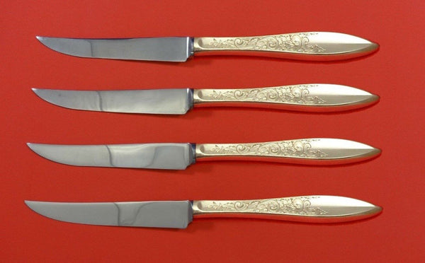 White Paisley by Gorham Sterling Silver Steak Knife Set 4pc HHWS Custom 8 1/2"