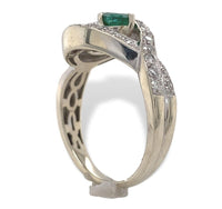 14k White Gold .32ct Genuine Natural Emerald and Diamond Ring Size 6.5 (#J7165)
