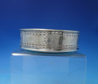 English Silverplate Champagne Coaster Swags of Flowers Wood Base 4 3/4" (#5862)