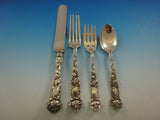 Bridal Rose by Alvin Sterling Silver Flatware Service For 12 Set 49 Pieces