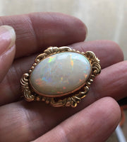10k Yellow Gold Large Genuine Natural Opal Pin (#J5309)