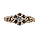 Victorian 10k Yellow Gold Genuine Natural Diamond Belcher Ring Size 4 (#J7069)