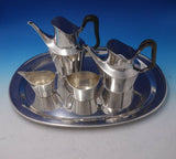 Charlotte by Hans Hansen Danish Sterling Silver Tea Set 4pc with Tray (#5190)