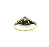 14k Yellow Gold Art Deco Genuine Natural Diamond Filigree Ring (#J5444)