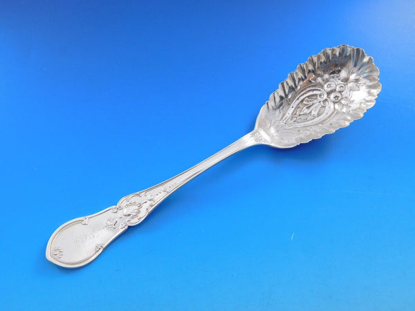 Dew Drop by Shiebler Sterling Silver Berry Spoon Pie Crust Edge Embossed Bowl 9"