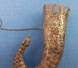 Sterling Filigree Cornucopia Posey Posy Pin with Applied Faces (#J1237)