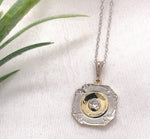 14k Yellow Gold Genuine Natural Diamond Pendant w/ Platinum Top 18" Chain #J7188