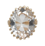Vintage 14k Yellow Gold Ring with Genuine Natural Rock Crystal Quartz 6 (#J7094)