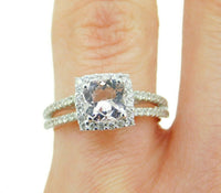 14k White Gold Pink 1 Carat Genuine Natural Morganite and Diamond Ring (#J4579)