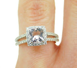 14k White Gold Pink 1 Carat Genuine Natural Morganite and Diamond Ring (#J4579)