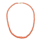 Genuine Natural Coral Bead Necklace w/14k Gold Clasp Grad. Beads 18.75" (#J7576)