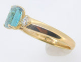 14k Gold 1.64ct Blue-Green Genuine Natural Tourmaline and Diamond Ring (#J4056)