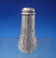Sterling Silver Salt and Pepper Shaker Set 2pc w/ Bright-Cut Irisis #17  (#7121)