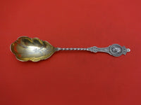 Medallion Coin by Unknown Preserve Spoon Gold Washed Twisted w/Rose 6 7/8"