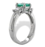 14k White Gold .90ct Columbian Genuine Emerald Diamond Ring w/Report (#J7166)