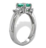 14k White Gold .90ct Columbian Genuine Emerald Diamond Ring w/Report (#J7166)